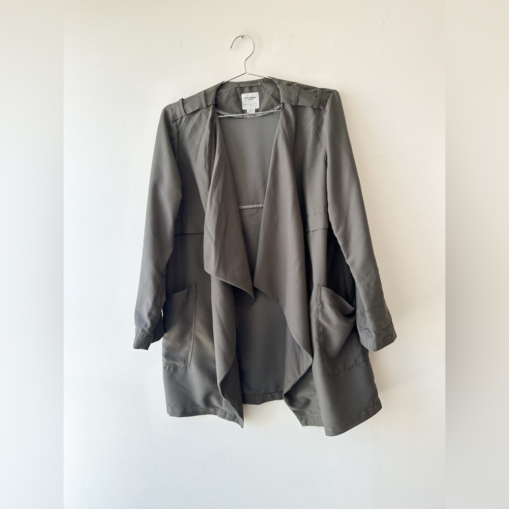 Vero Moda - Light Open Front Over Coat/Jacket - Khaki Green - Size Large